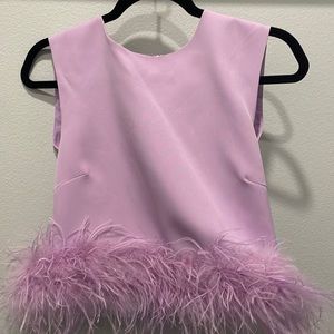 purple feathered top